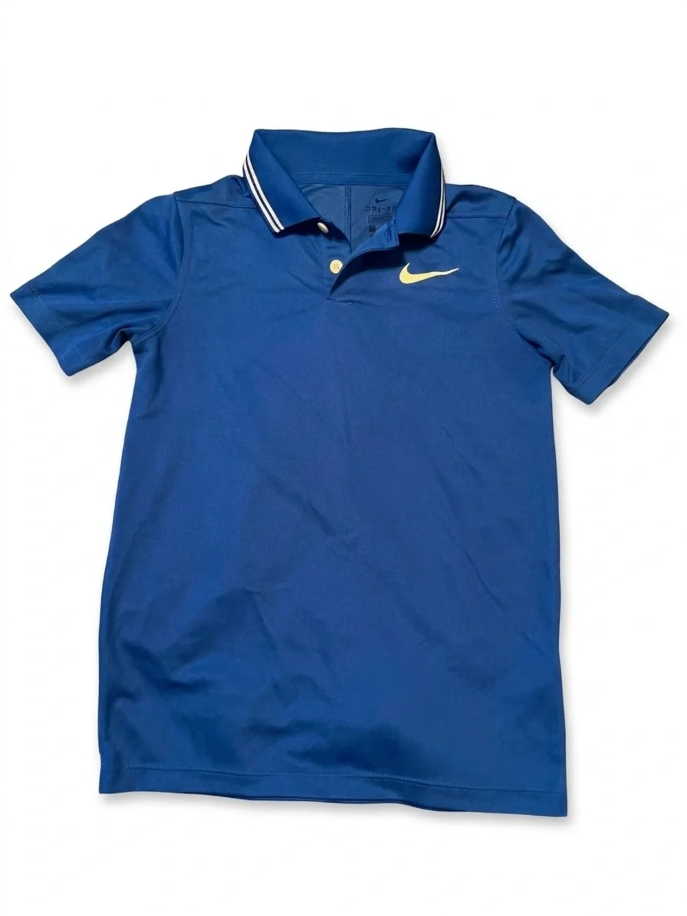 Nike Boys Dri-Fit Royal Blue Polo Shirt Short Sleeve Size Small S